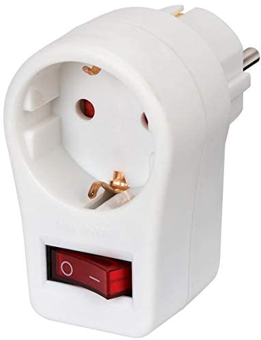 Brennenstuhl Adapter Connector Euro 2 + Protection of Contact 1 White with Switch, 1508100