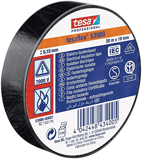 Tesa 53988-00001-00 insulating tape tesa® 53988 black (L x B) 20m x 19mm 1 Rolle(n)