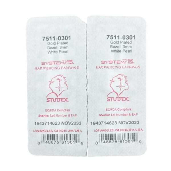 Studex Gold-Plated Earrings  ball with Pearl, 3mm 7511-0301 - Image 3