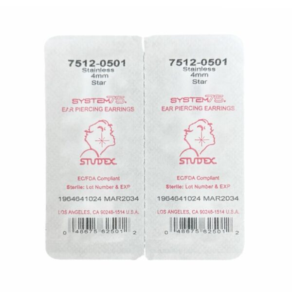 Studex silver (steel) 4mm Star Earrings 7512-0501 - Image 2
