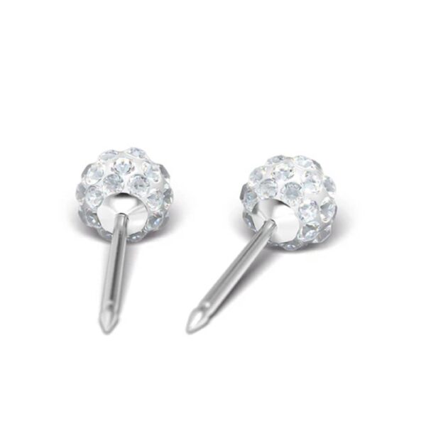 Studex Silver (Steel) Snowball (Fireball) Earrings with Cubic Zirconia, 4.5mm, 7522-0304 - Image 2