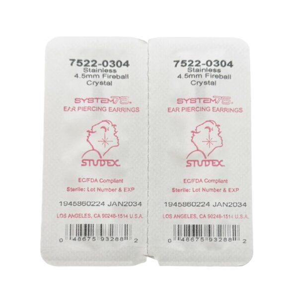 Studex Silver (Steel) Snowball (Fireball) Earrings with Cubic Zirconia, 4.5mm, 7522-0304 - Image 3