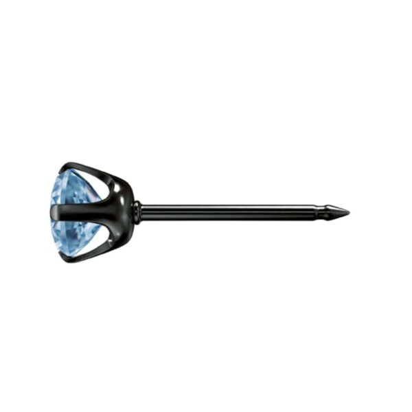 Studex black steel Earrings with Blue Cubic zirconia, 4mm, 7517-0170 - Image 2