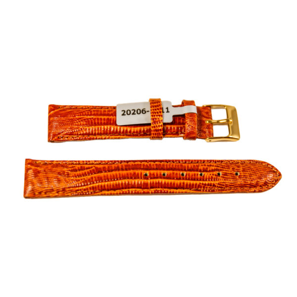 Teju Lizard leather strap for watches in golden-brown 18 mm gold tone buckle