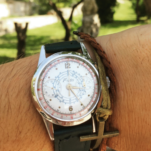Vintage Fiudo Chronograph Watch Military Landeron 47 Doctor Dial