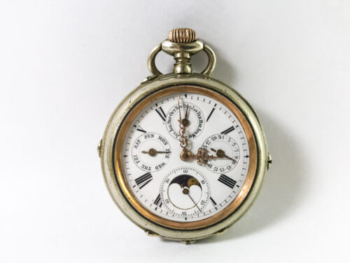 Antique Pocket Watch Triple Moon Phase Calendar Big 51 mm