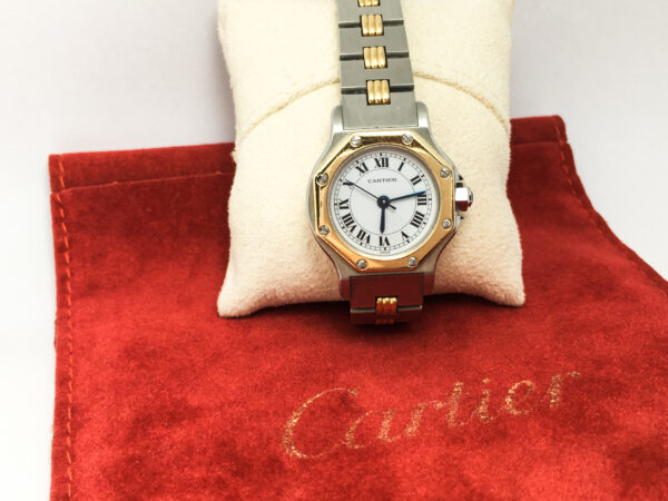 Automatic Cartier Santos Ronde Two Tone 18k Gold and SS Lady Watch - Image 4