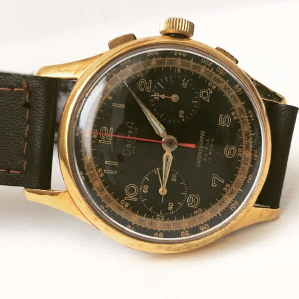 Vintage Dreffa Geneve Chronograph Men's Watch Black Dial Landeron 51 - Image 5