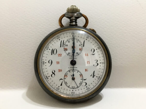 Vintage J. Auricoste Aural Chronograph Pocket Watch French - Image 2