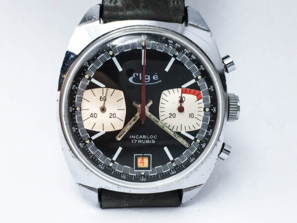 Vintage Elge Chronograph Men's Watch Panda Dial Valjoux 7734