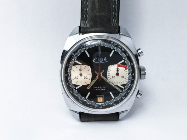Vintage Elge Chronograph Men's Watch Panda Dial Valjoux 7734 - Image 10