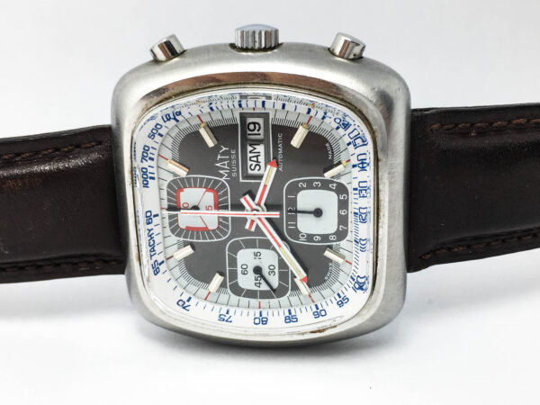 Vintage Maty Suisse Automatic Chronograph Men's Watch Valjoux 7750 42mm - Image 3