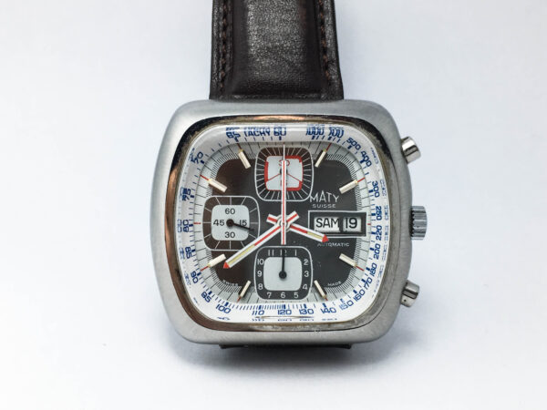 Vintage Maty Suisse Automatic Chronograph Men's Watch Valjoux 7750 42mm