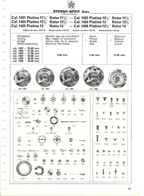 Eterna 1424U balance wheel with bridge part