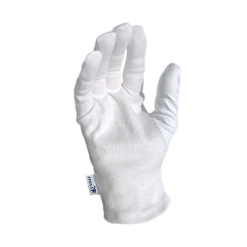 Heli presentation gloves, white, size M, 1 pair, microfiber and cotton