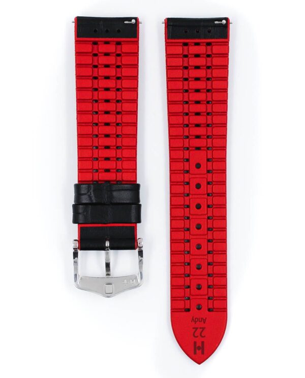 Hirsch watch leather strap Andy L red 22mm alligator embossing 0922028050-2-22 - Image 2