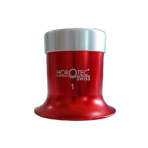 Horotec MSA 00.031-1 eyeglass loupe in aluminium anodised red with screwed ring x10