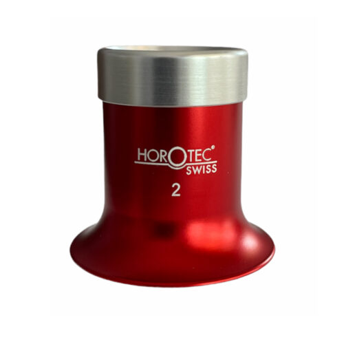 Horotec MSA 00.031-2 eyeglass loupe in aluminium anodised red with screwed ring x5