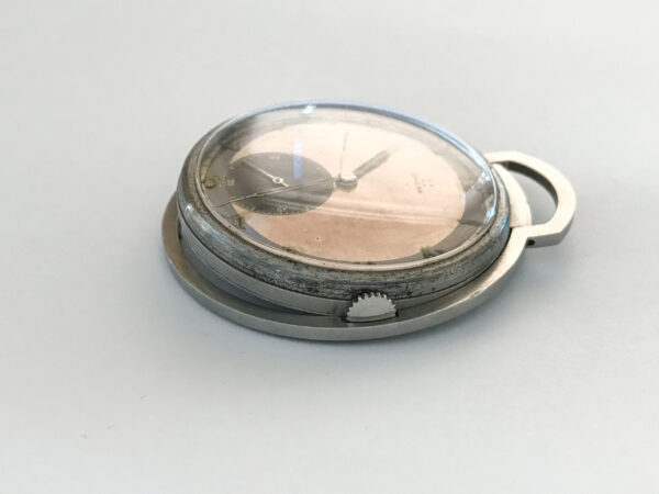 Military Omega pocket watch with frame and two tone dial - Image 7