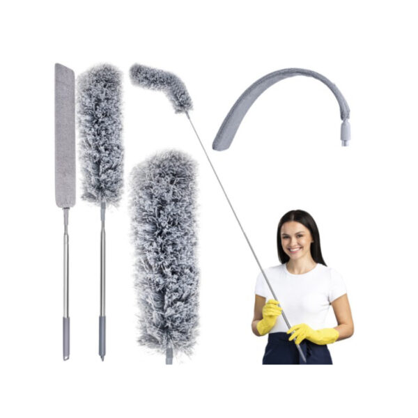 Telescopic dust brush with two attachments