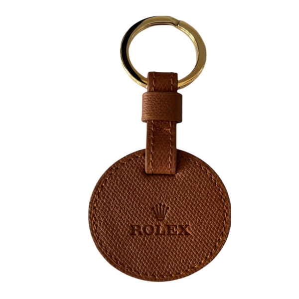 New Rolex leather keychain with gold tone ring
