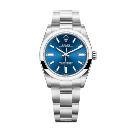 New Rolex Oyster Perpetual 124200 watch with blue dial 34mm 2023