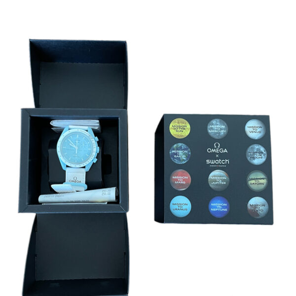 New Swatch MoonsWatch chronograph watch Mission to Uranus 2023, full set - Image 3