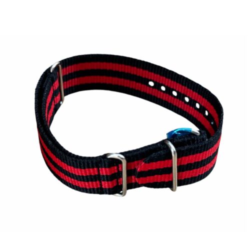Nylon watch NATO strap red with black, 18mm