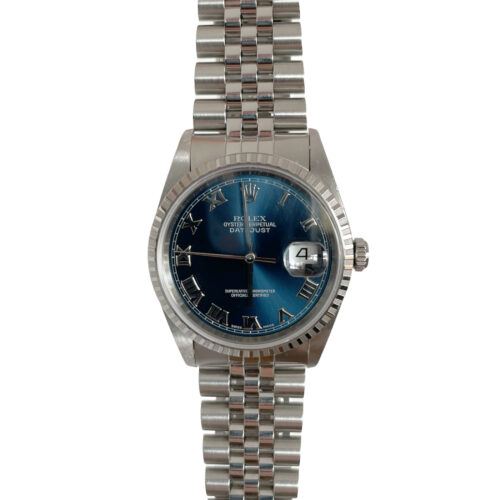 Rolex Datejust 16220 blue Roman dial automatic men's watch