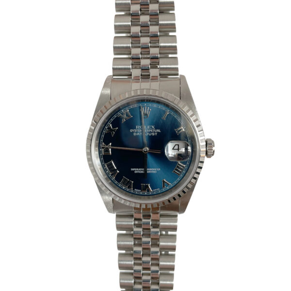 Rolex Datejust 16220 blue Roman dial automatic men's watch
