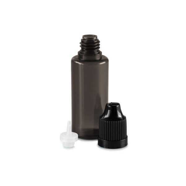 Set of 9 bottles, 5 - 50 ml, black with caps, dosing aids and funnel - Image 2