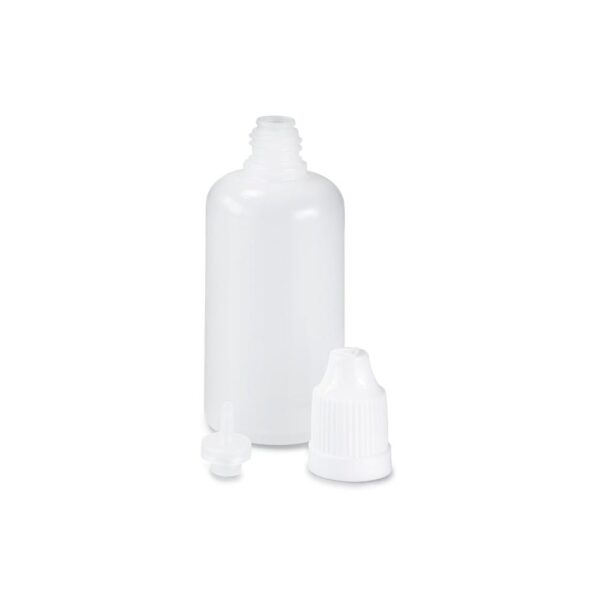 Set of 9 bottles, 5 - 50 ml, white with caps, dosing aids and funnel - Image 5