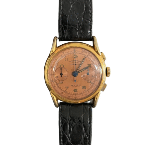 Vintage Chronographe Suisse gold plated men's watch with Salmon dial Landeron 148