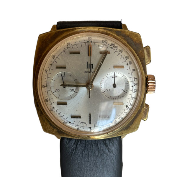 Vintage LIP chronograph men's watch gold plate 1960's with Valjoux 7730 - Image 3