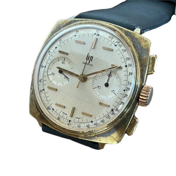 Vintage LIP chronograph men's watch gold plate 1960's with Valjoux 7730 - Image 5