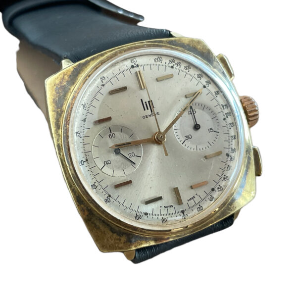 Vintage LIP chronograph men's watch gold plate 1960's with Valjoux 7730 - Image 6