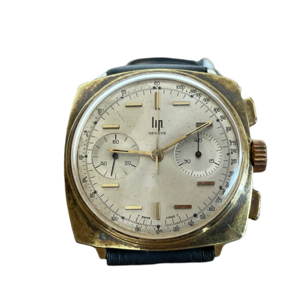 Vintage LIP chronograph men's watch gold plate 1960's with Valjoux 7730 - Image 7