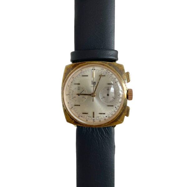 Vintage LIP chronograph men's watch gold plate 1960's with Valjoux 7730