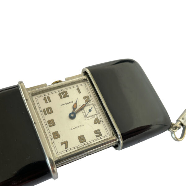 Vintage Movado Ermeto military pocket watch with chain - Image 4