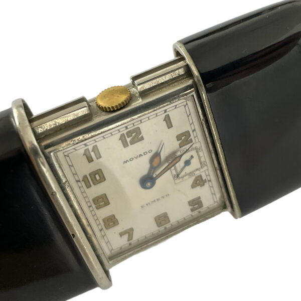 Vintage Movado Ermeto military pocket watch with chain - Image 5
