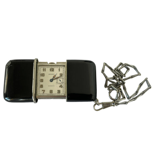 Vintage Movado Ermeto military pocket watch with chain - Image 6