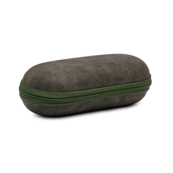 Watch Box hard case, vintage design leather imitation, gray/khaki green - Image 3