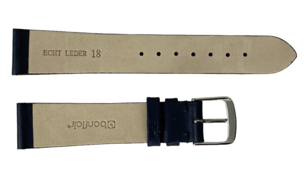 Waterproof dark blue leather watch strap 18 mm - Image 2