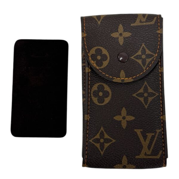 New Louis Vuitton watch brown leather pouch with orange stitching - Image 2