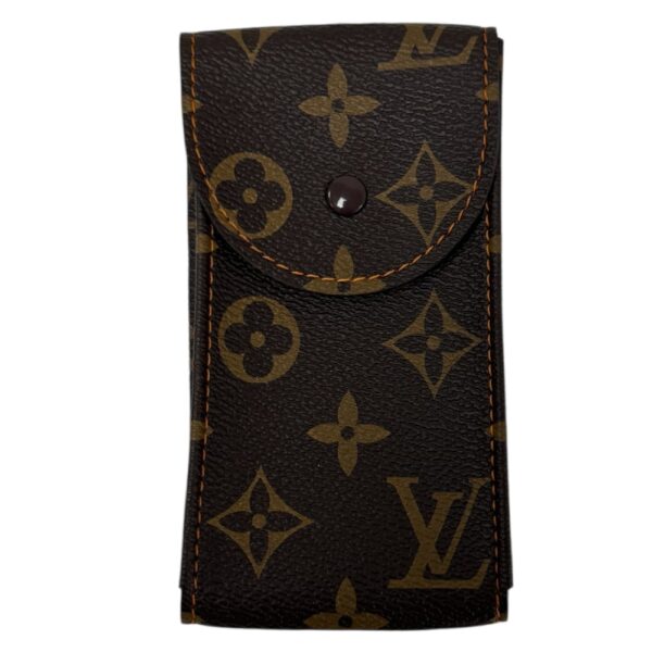 New Louis Vuitton watch brown leather pouch with orange stitching - Image 3