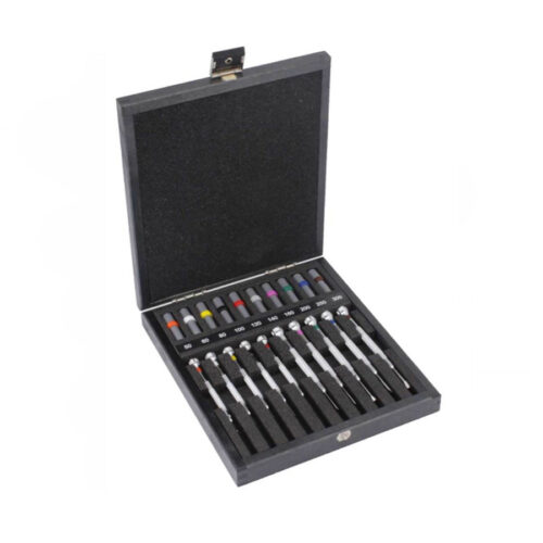 Bergeon 30080-A10 set of 10 chrome screwdrivers in  box with spare blades