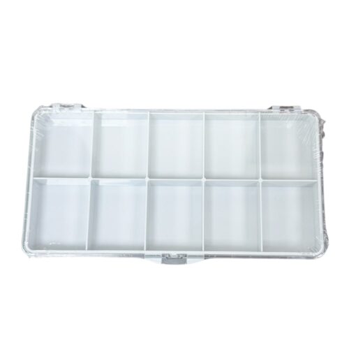 Bergeon 6089-10 plastic transparent box for watch parts, 10 divisions of 39 x 50 mm