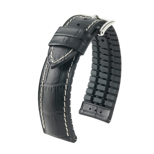 Hirsch watch leather calfskin strap George L black 19mm 0925128050-2-19