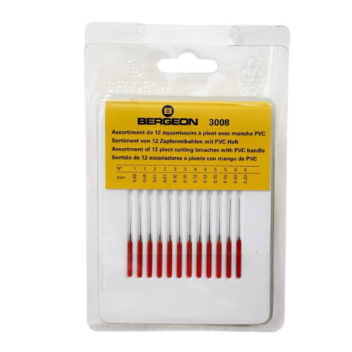 Bergeon 3008 set of 12 pivot cutting broaches with PVC handle
