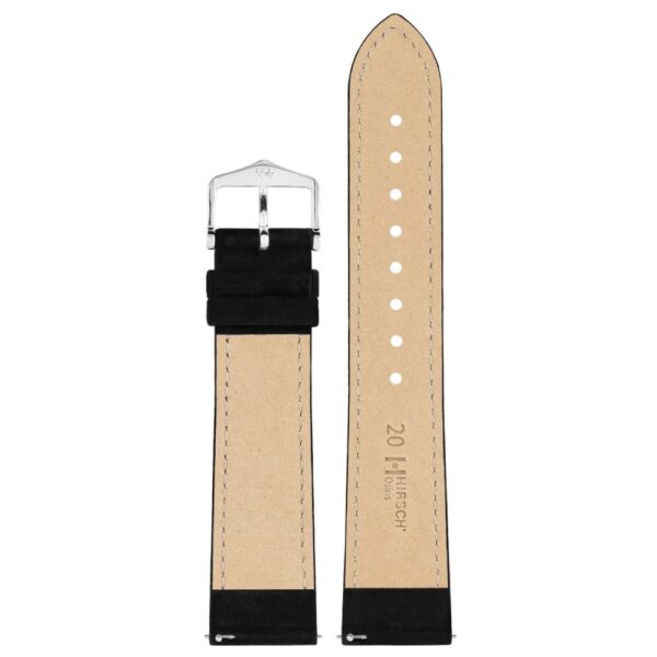 Hirsch Osiris Nubuk black calf leather watch strap, 20 mm, 03433050-2-20 - Image 2